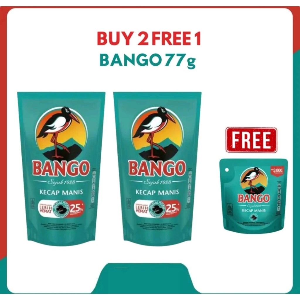 

Kecap Bango 950gram/pch( Beli 2 pch GRATIS 1 kecap Bango 77g )