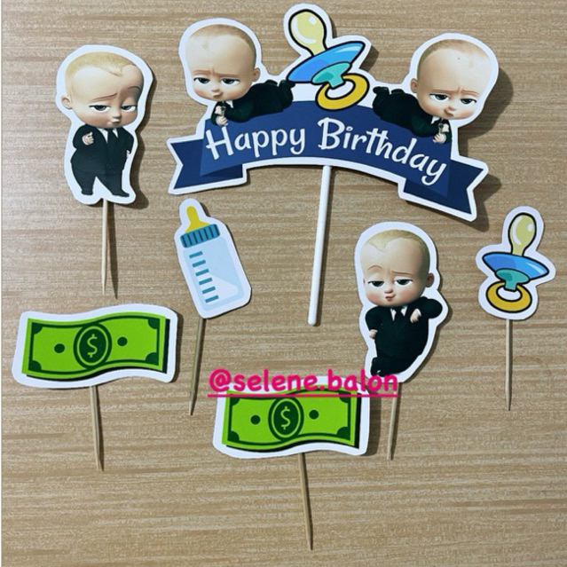 Topper Happy Birthday Baby Boss | Topper Kue Kertas | Topper Custom Happy Birthday