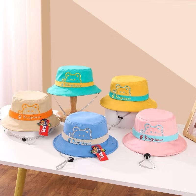 Topi bucket anak laki laki perempuan bordir king bear usia 2 - 8 tahun