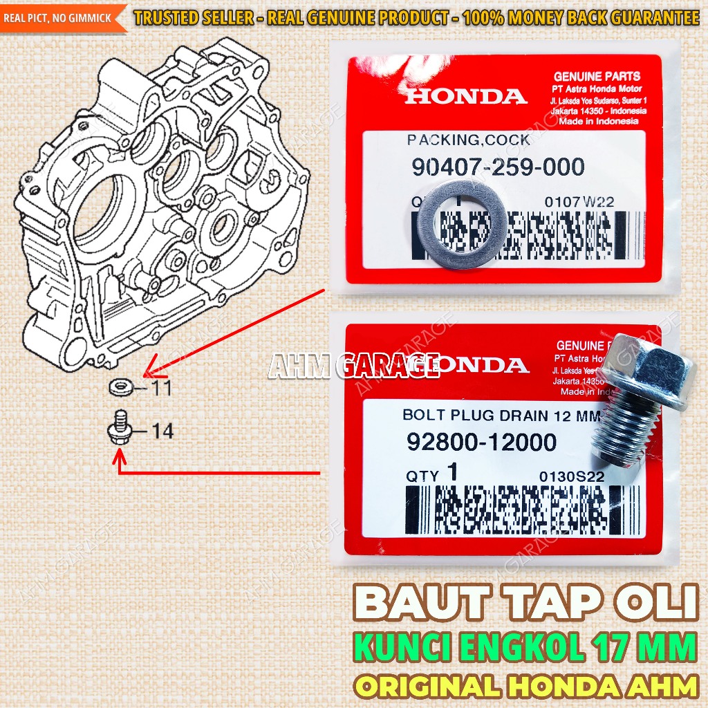 Baut Tap Oli Mesin CB150R Streetfire K15 Baut Pembuangan Oli CB 150R OLD Original Honda AHM Asli Ori