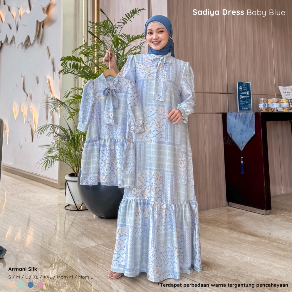 KODE V58P Littlecrownn  Sadiya Dress  Dress Couple Anak Perempuan dan Ibu  Dress Lebaran Kekinian  B