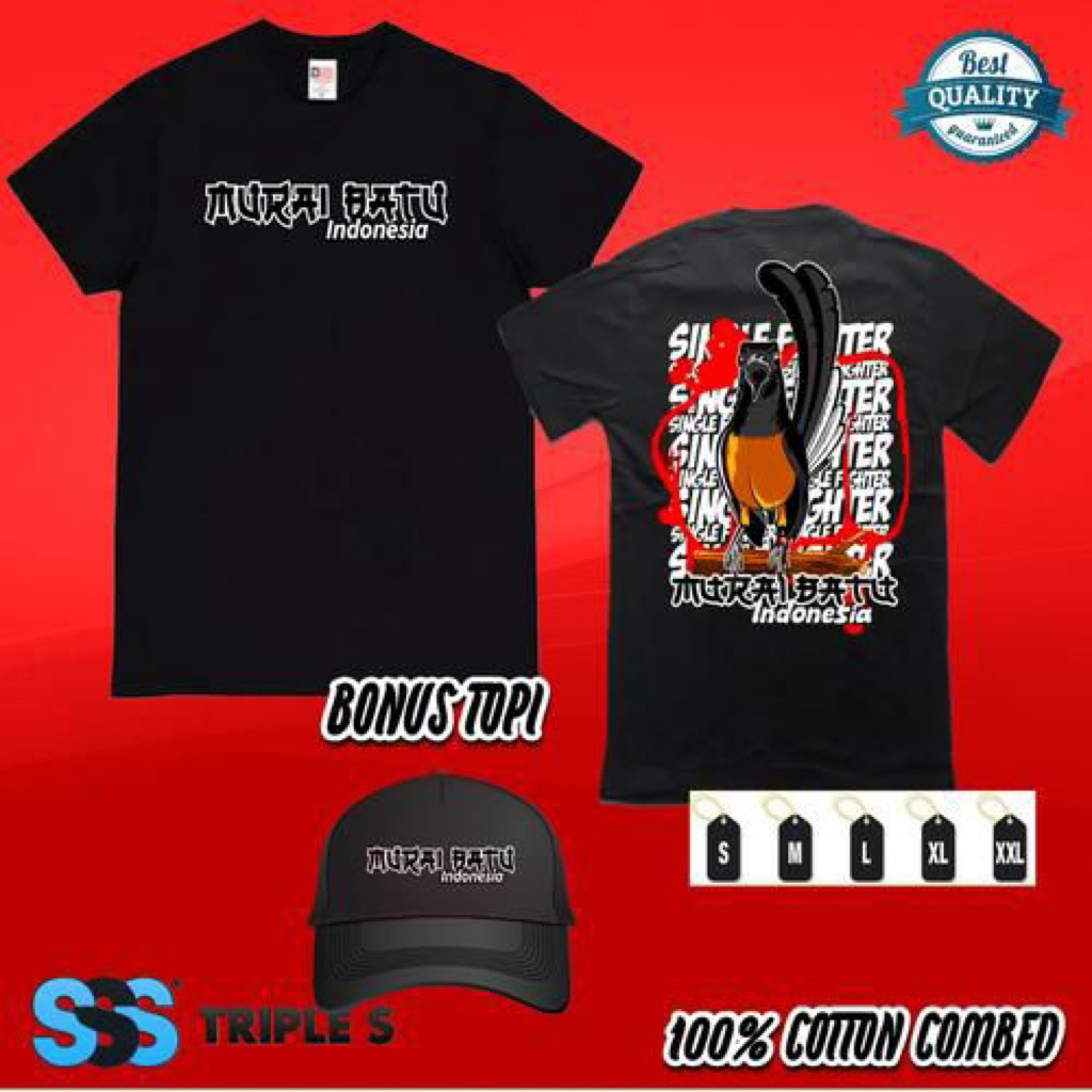 KAOS-TSHIRT SINGLE FIGHTER MURAI BATU INDONESIA BONUS TOPI