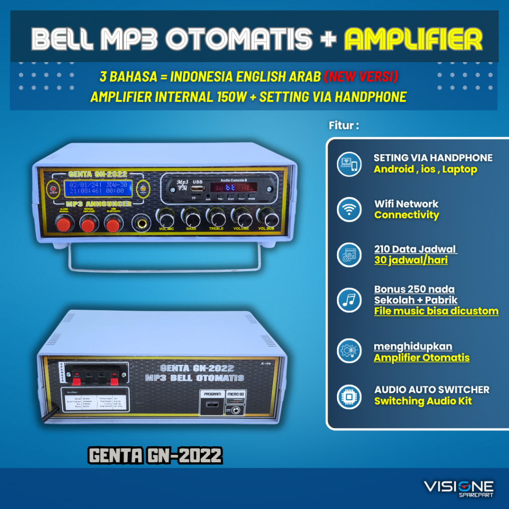 BEL SEKOLAH OTOMATIS DAN MANUAL LENGKAP SPEAKER SETING VIA APLIKASI HP BEL SEKOLAH 3 BAHASA