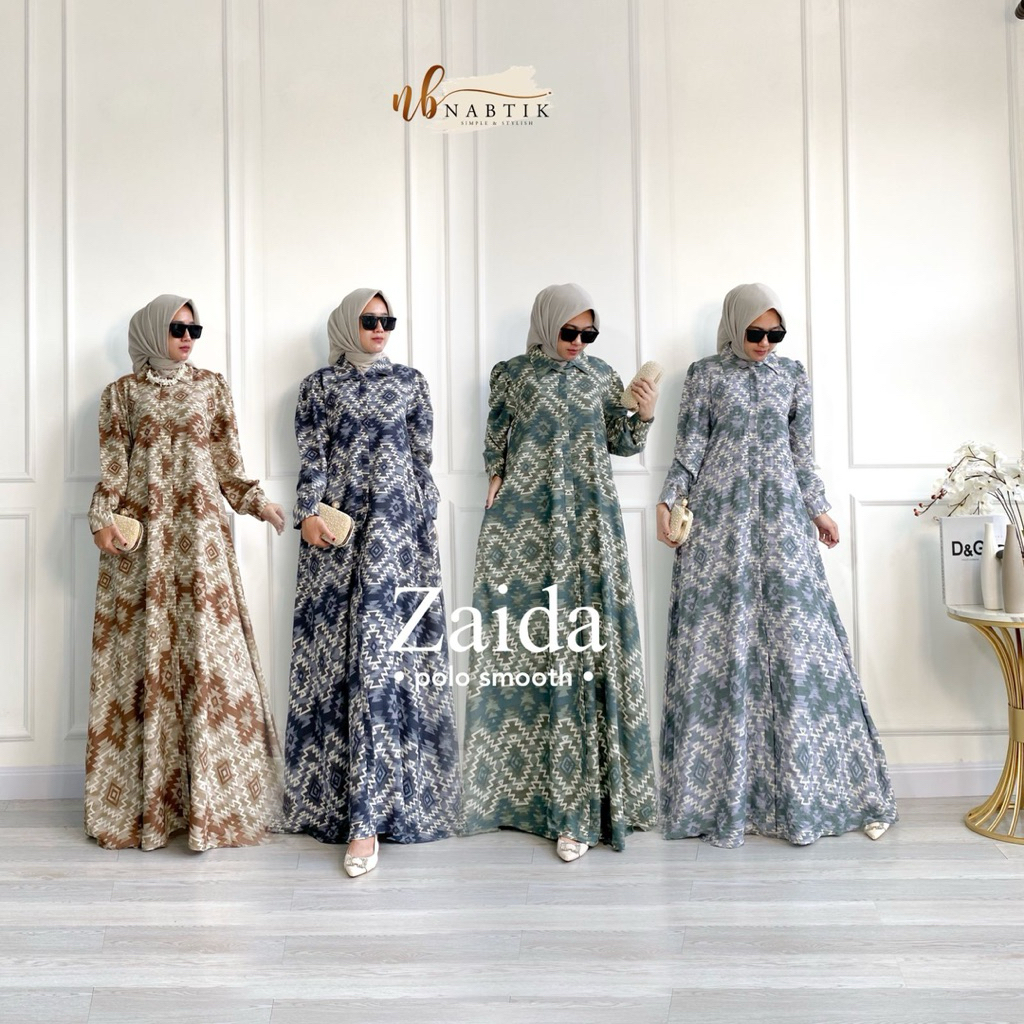 Nabtik-Zaida Dress Motif Ethnic Elegant Look Gamis Lembut