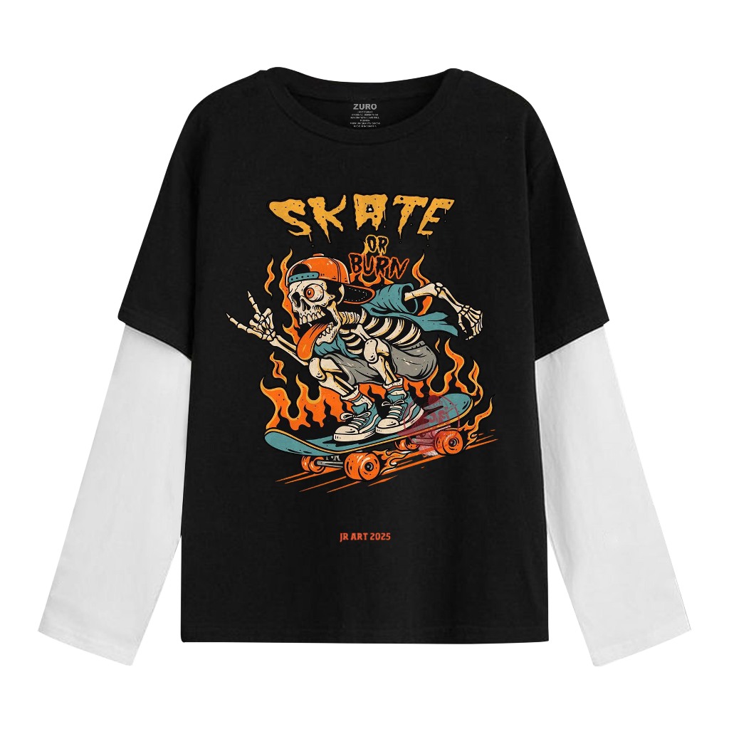 zuro - T-shirt Double layer zuro  long sleeve  kaos pria wanita