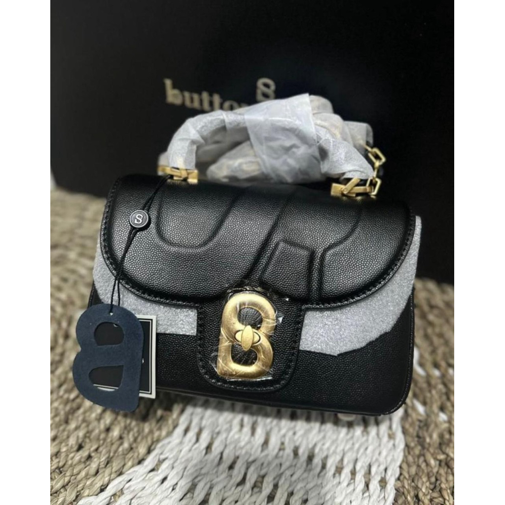 Alma Leather Small Bag Buttonscarves Black NEW