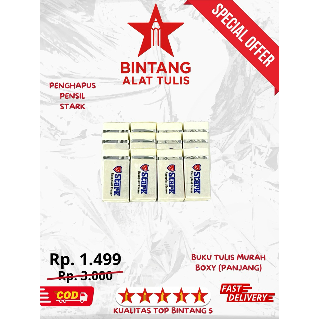 

Penghapus Pensil Stark Murah | Penghapus Putih Bersih untuk Sekolah | Eraser Original Stark