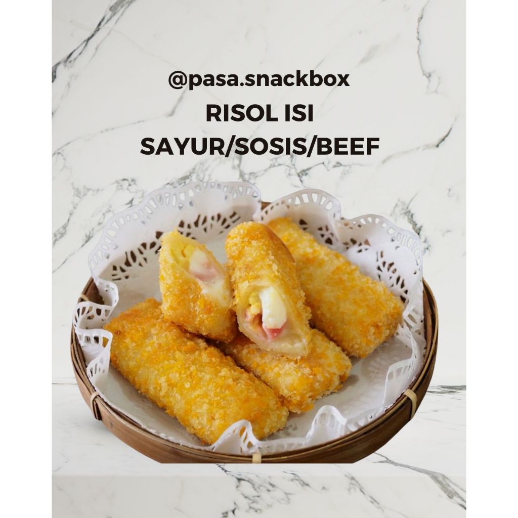 

Risol isi Sayur/sayur mayo/sosis mayo/beef mayo - PASA Snack Box, Jajanan Tradisional, Snack meeting, Arisan, Hampers, Jajanan Pasar