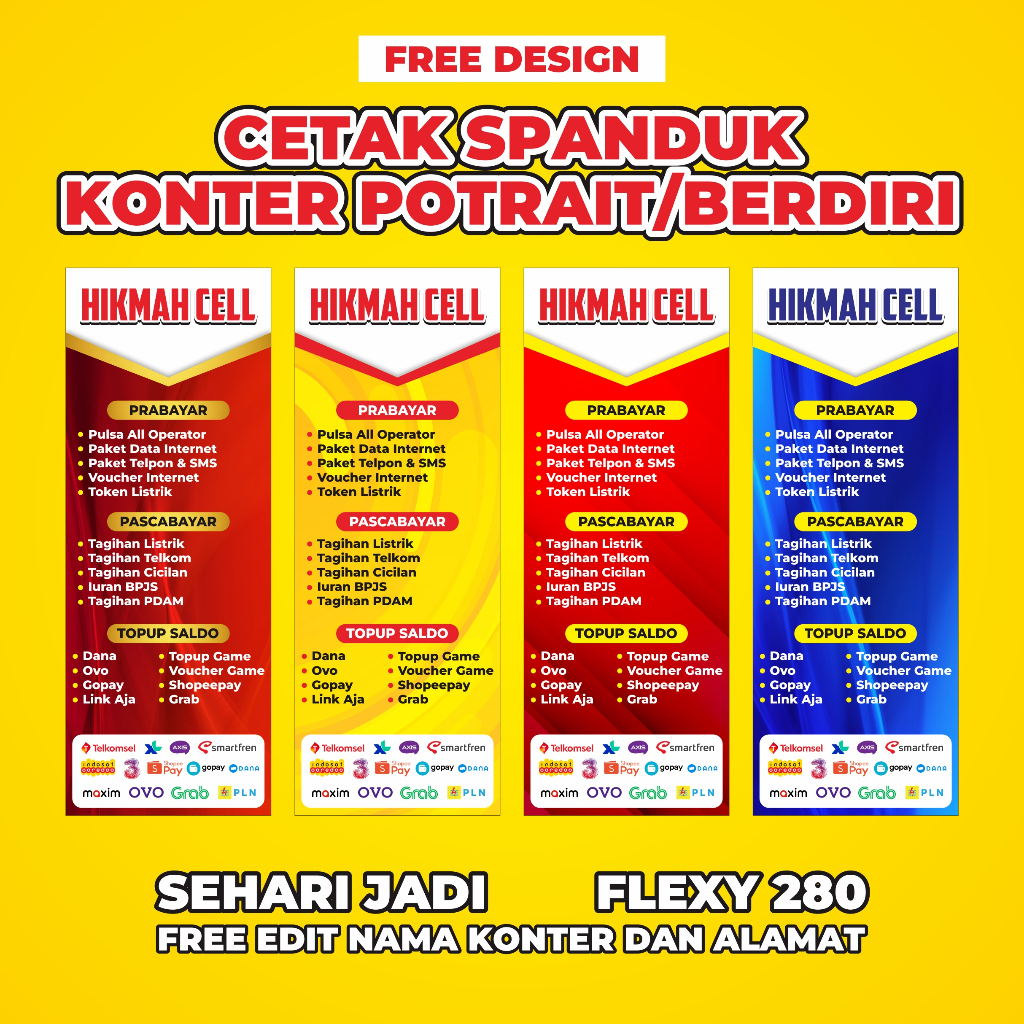 SPANDUK BANNER KONTER POTRAIT BERDIRI
