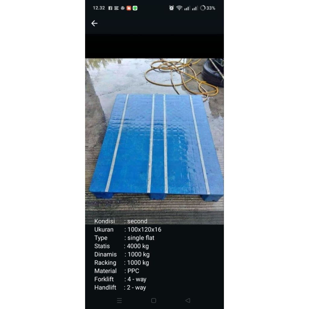 

palet plastik model m tipe flat ukuran 120x100x16