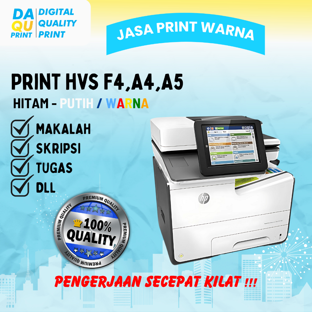 

Jasa Print Warna – Cetak Dokumen Ukuran F4 / A4 / A5 – Kertas HVS 75 gsm