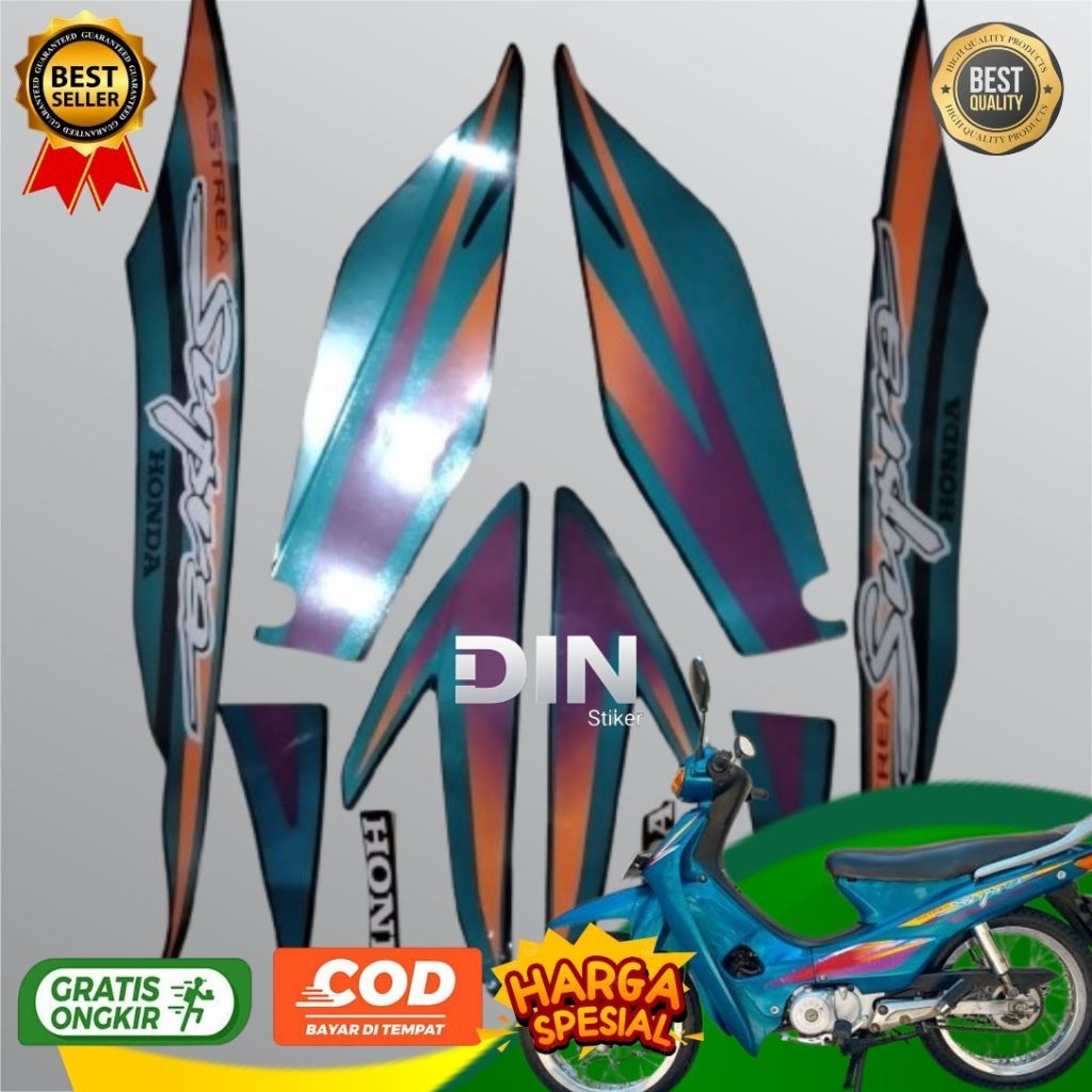 STIKER STRIPING ASTREA SUPRA TAHUN 1998 WARNA HIJAU TUA