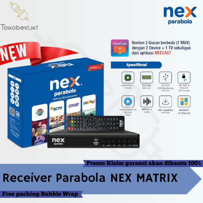 [BISA COD] Receiver Parabola Nex Parabola Biru Hybrid KuBand C Band