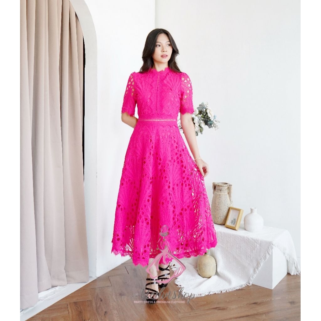 Emily Lace Brocade Dress Kondangan Brokat/ Gaun gereja/Ulang tahun party dress remaja/dewasa mewah