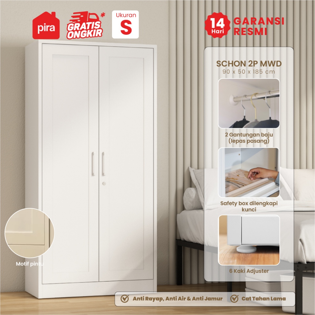 PIRA -  SCHON 2P MWD Lemari Pakaian Besi 2 Pintu