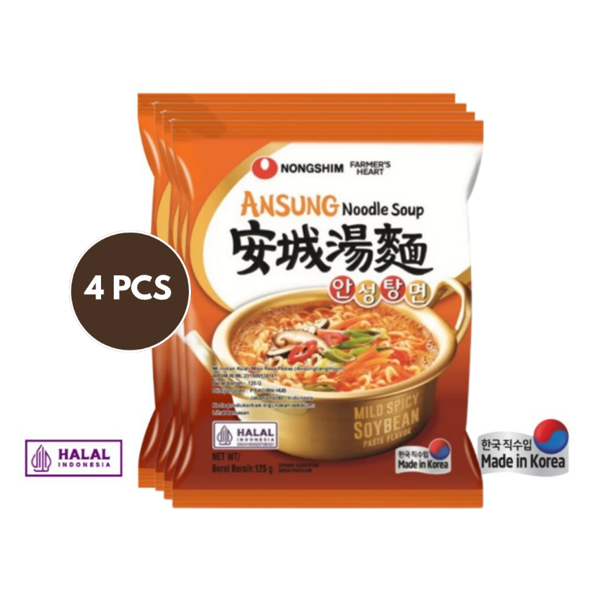 

[BUNDLING 4 PCS] NONGSHIM ANSUNGTANGMYUN - MIE IMPORT KOREA (Spicy Miso Soup Noodle) 125gr