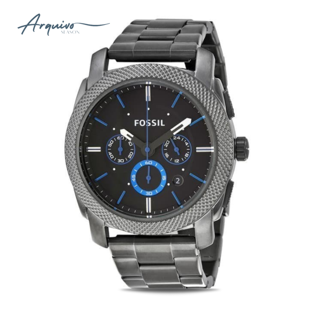 Jam Tangan Fossil Pria Machine Chronograph Stainless Steel Sporty Mewah Original FS4931