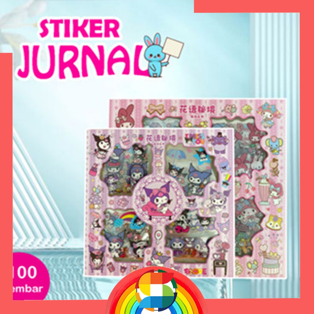 100 Lembar Sticker Jurnal Lucu /Stiker Buku Anti Air Karakter