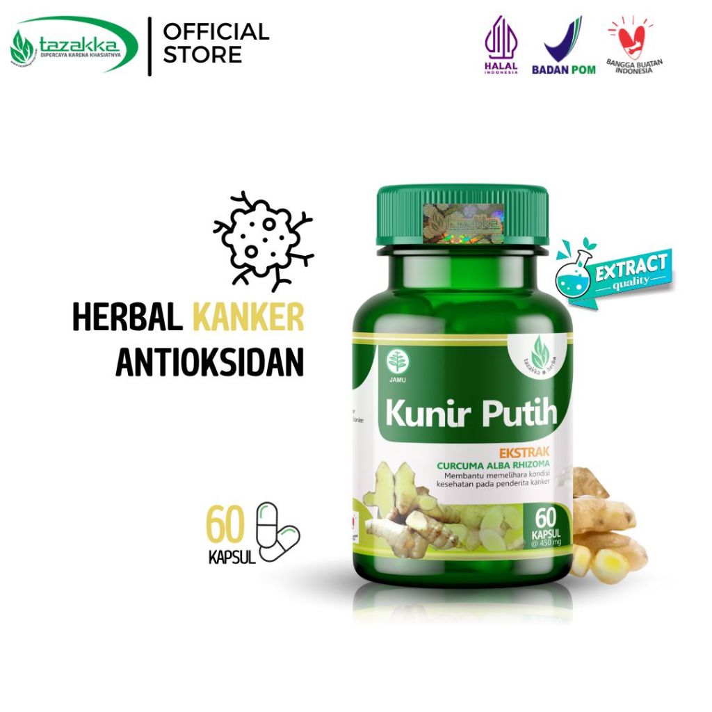 

Herbal Ampuh Mengobati Kanker Dan Gejala Kanker Dengan Kapsul Kunir Putih Original Tazakka