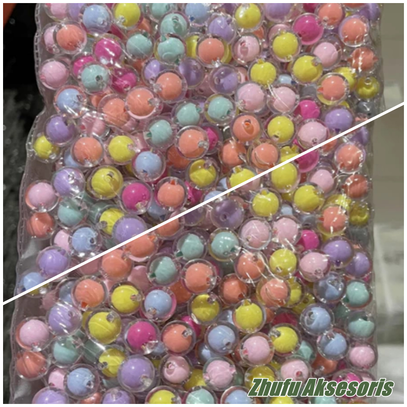 1 Pon Manik Akrilik Bulat Isi Bening 12mm