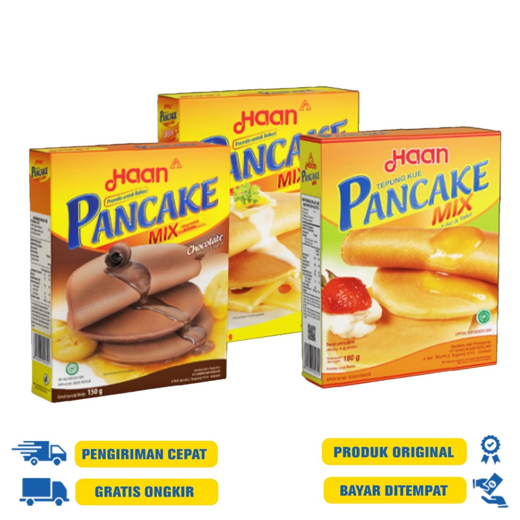 

HAAN - Pancake Original Mix 180 GR |Chocolate Mix 150 GR - Tepung Pancake
