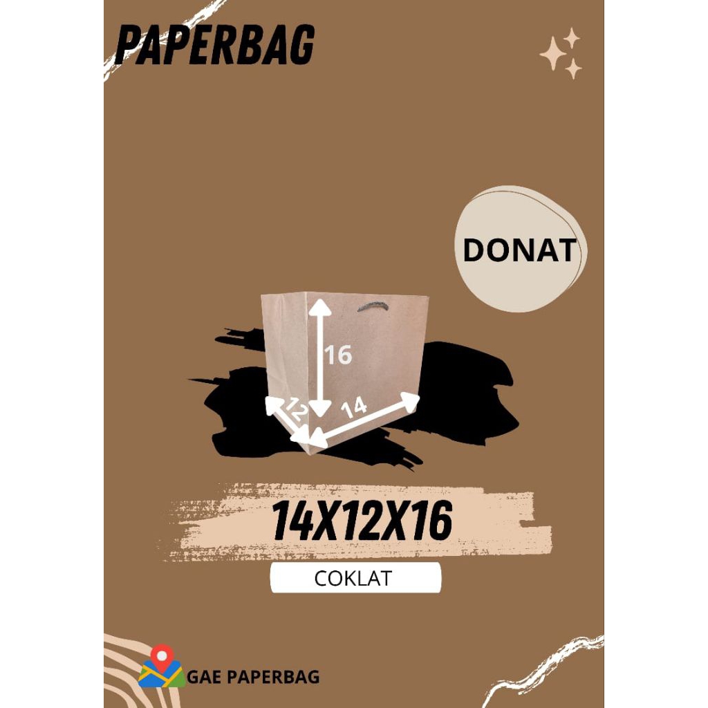 PAPERBAG DONAT/TAS RESEPSI/TAS NIKAHAN/TAS KUE/TAS ukuran 14x12x16