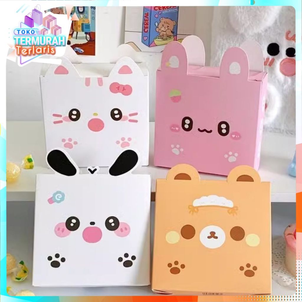 

TTT Goodie Box Hampers Gift Cute Animal Series Paper Box Ultah Kids Dus hadiah Snack Permen Kue karakter kartun lucu Tas Box Bingkisan Ulang tahun
