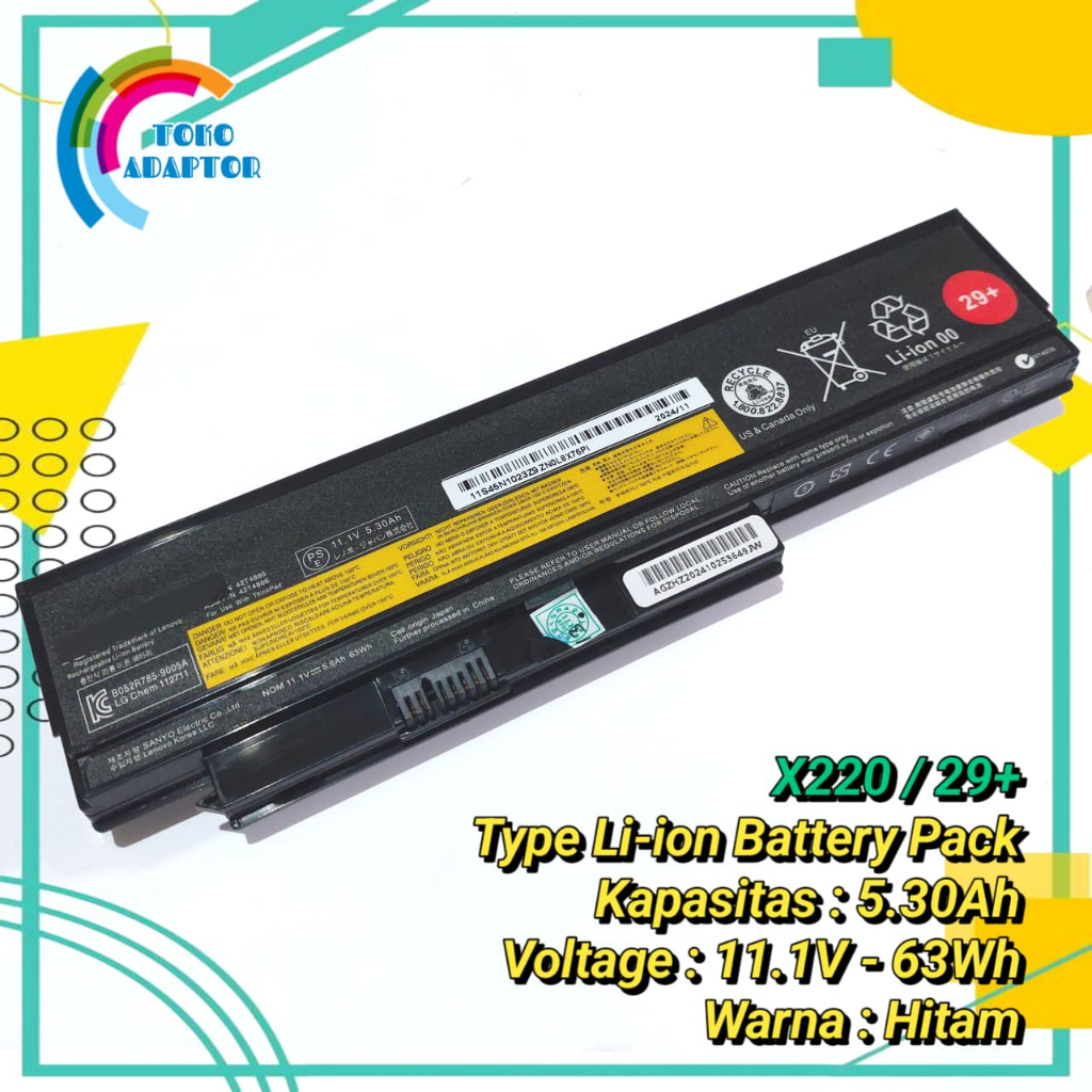 Baterai Batre Laptop IBM Laptop ThinkPad X220 ThinkPad X220i X220s Series