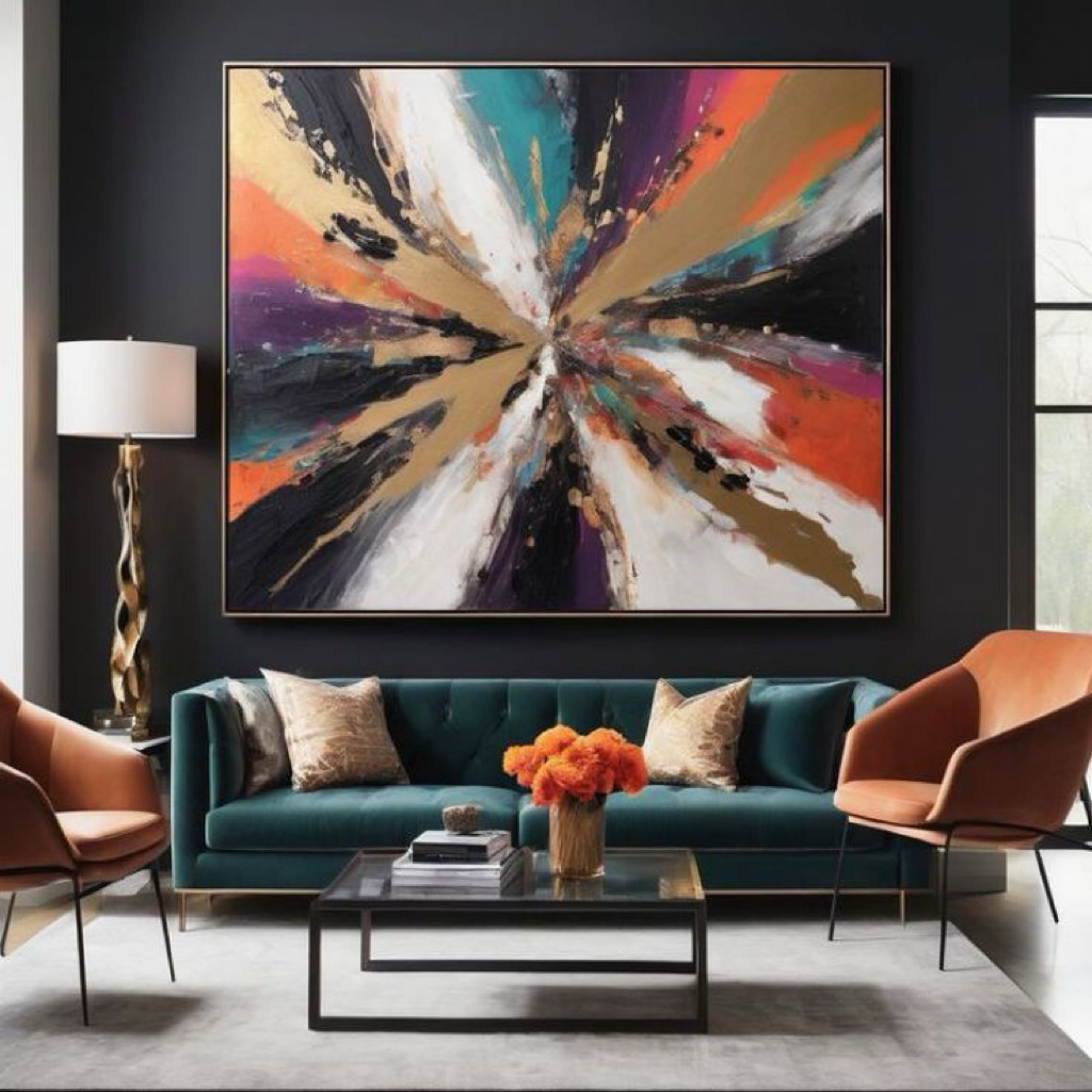 Lukisan Dinding Kamar | Lukisan Abstrak Timbul | Lukisan Estetik Rumah | Lukisan Timbul Sinematik