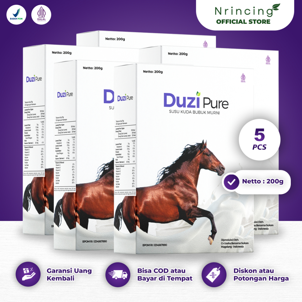 

Duzi Pure 5 Box Susu Kuda Liar Lombok Bubuk Murni Herbal Mengobati Asam Urat Rematik 200 Gram