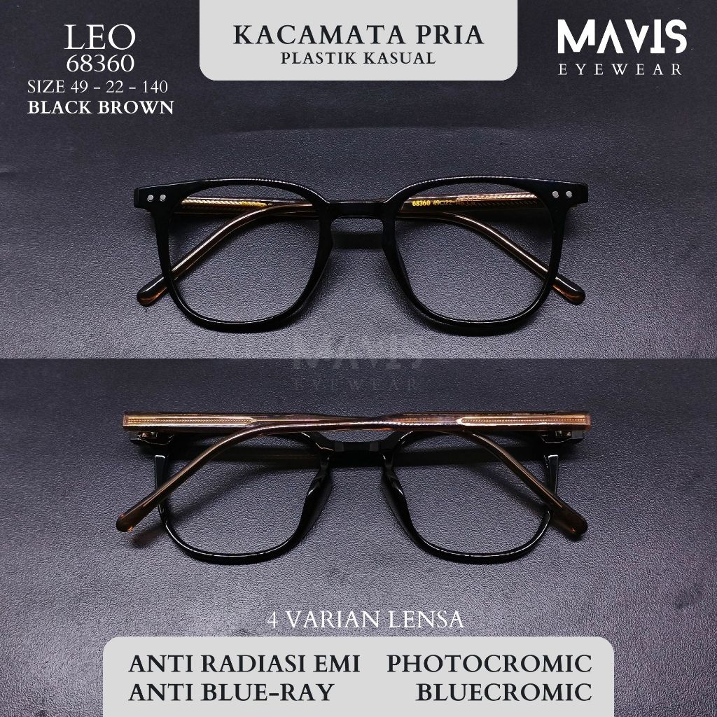 Kacamata Pria Plastik Minus -0.25 s/d -8.00 Silinder -2 Lensa Anti Radiasi Blueray Photocromic Bluec