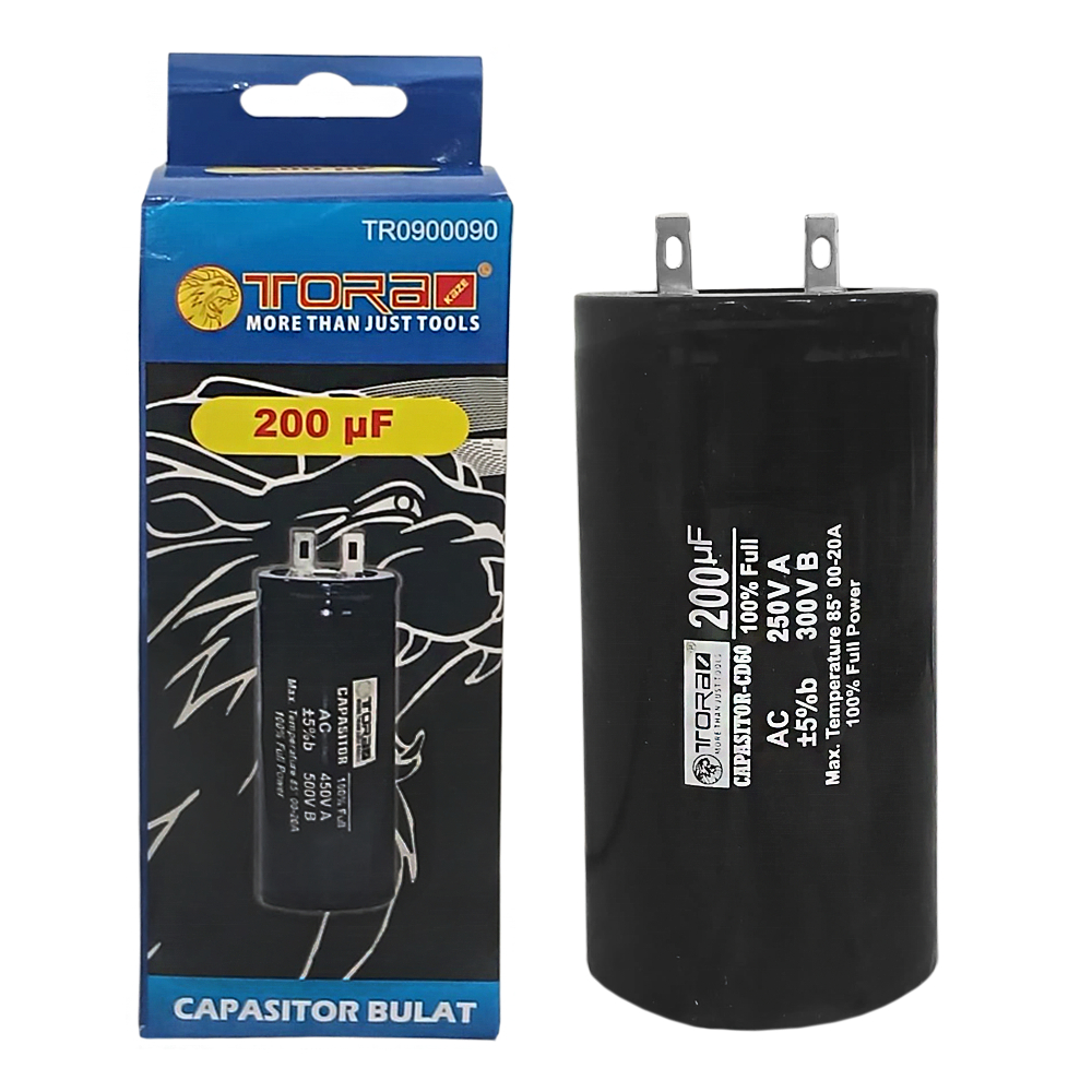 TORA Kapasitor CD60 Bulat Hitam 200 uF - Capasitor CD60 Star Black
