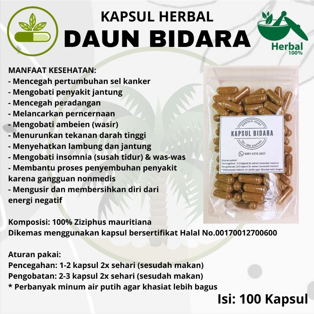

Kapsul BIDARA/SIDR isi 100 Suplemen Herbal Jamu Asli