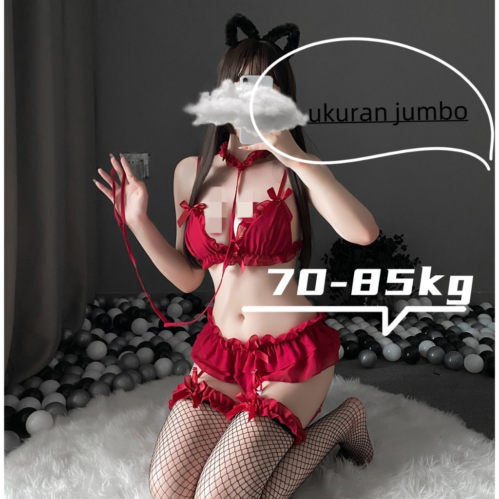 Lingerie Cosplay bra G String Set Garter Bra Sexy dan Stoking Lingerie Sexy T08