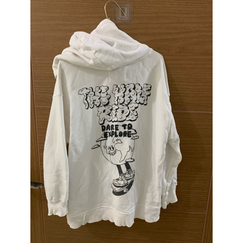 8-12 (Y) Hoodie Zara Putih Dare To Explore Anak Unisex