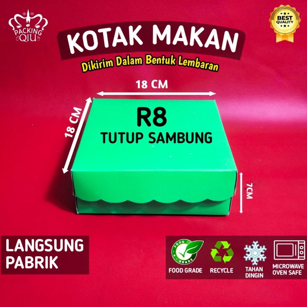 

KOTAK SNACK/DUS MAKAN R8 DC KUNING & HIJAU, 18x18x7