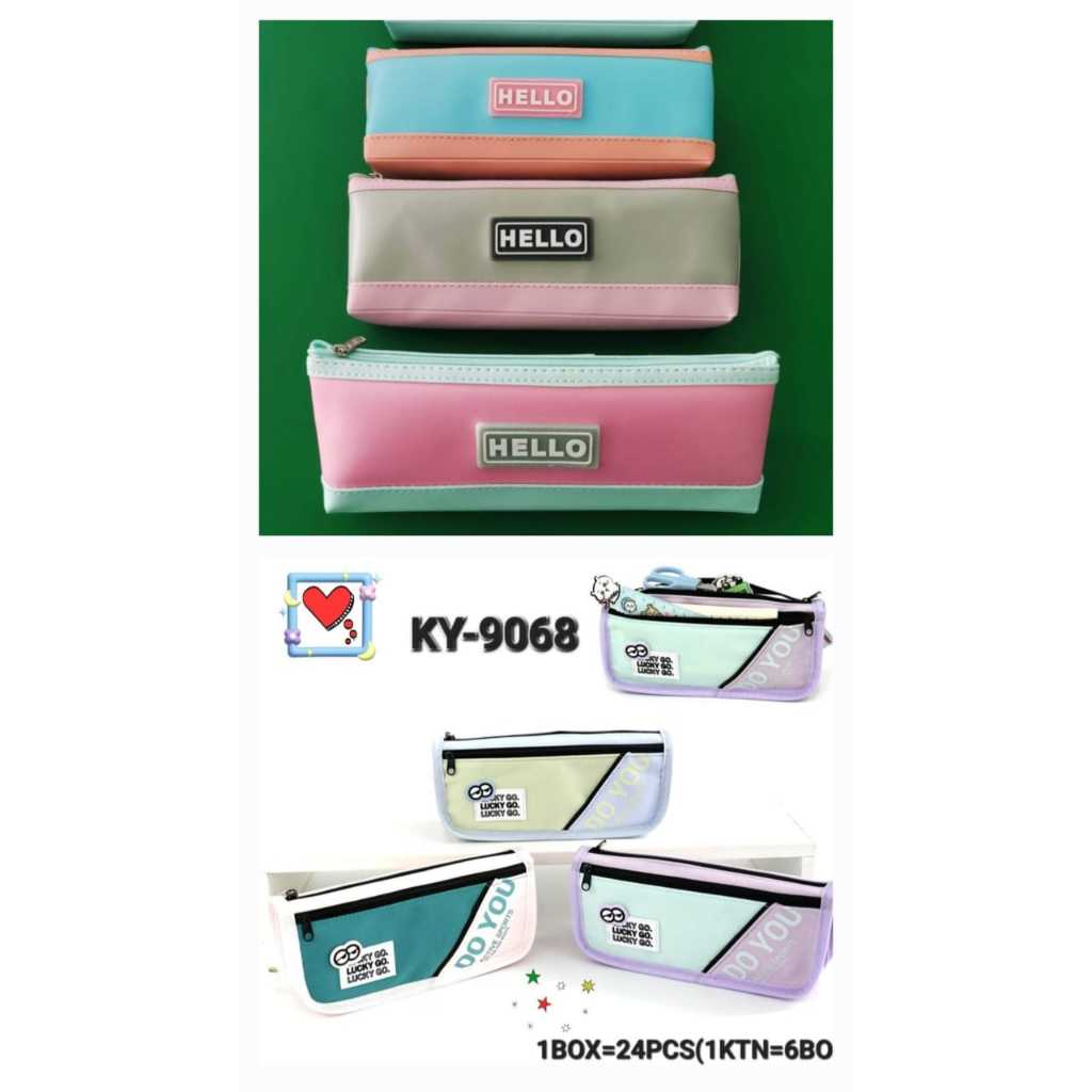 

Tempat Kotak Pensil Kain Sleting Bahan Tebal Premium Xiao Ling Jing Kayagi Warna Warni