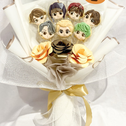 

BTS BT21 Kpop Cookies Bouquet - (isi 7 pcs) Icing Cookies / Sugar Cookies / Decorated Cookies / Kukis Hias