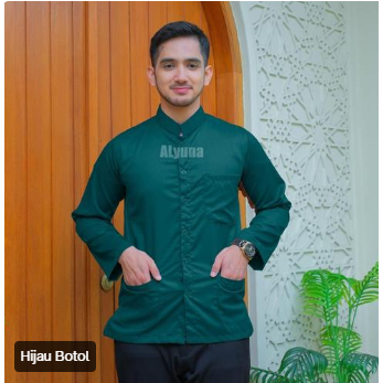 Koko Haibah Bahan Toyobo Hijau Botol Polos Lengan Panjang baju Koko Putih Polos Habaib Jumbo Murah K