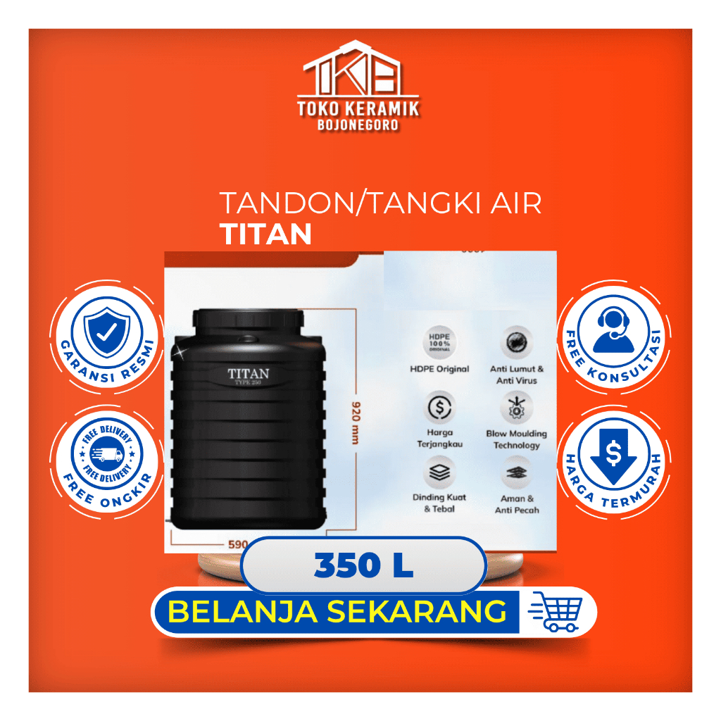 Tandon Tangki Toren Air Halal Titan 350 L