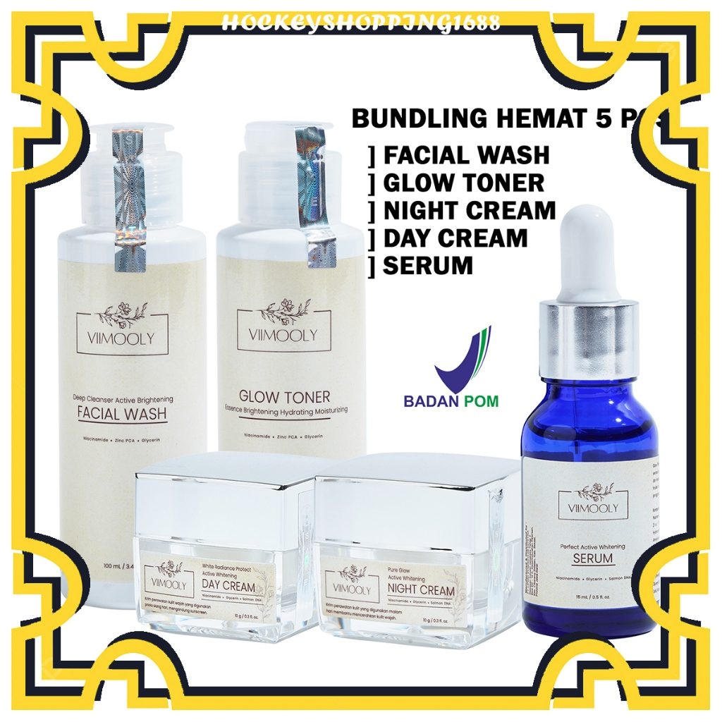HS [ PAKETAN ] VIIMOOLY - PAKETAN DNA SALMON WHITENING SKIN SERIES 5IN1 DAY CREAM NIGHT CREAM SERUM 