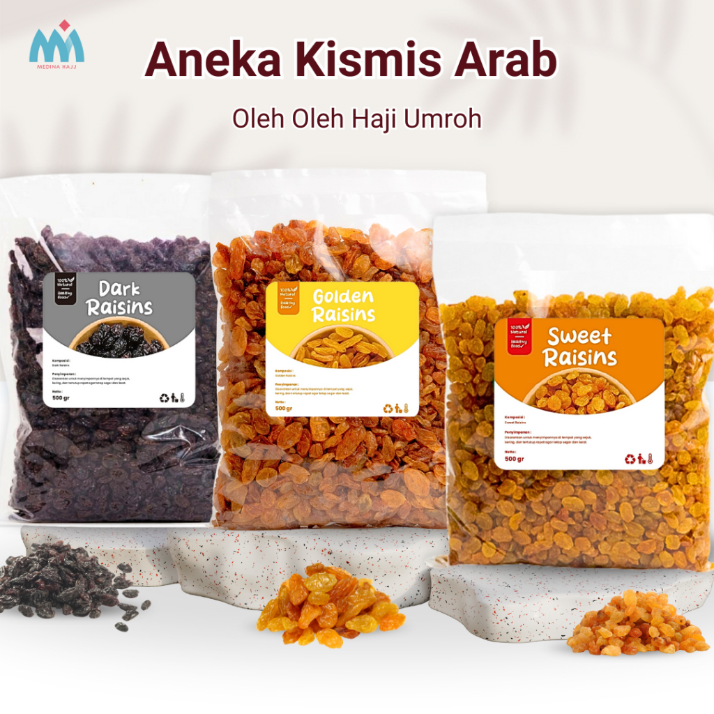 

Aneka Kismis Arab Oleh Oleh Haji Umroh - Premium Golden Mutiara Dark Raisin