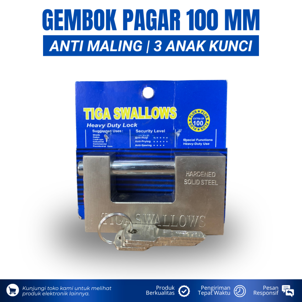 GEMBOK PAGAR ANTI MALING 100 MM GEMBOK PINTU MODEL PANSER GEMBOK GUDANG GEMBOK PAGAR ANTI KARAT