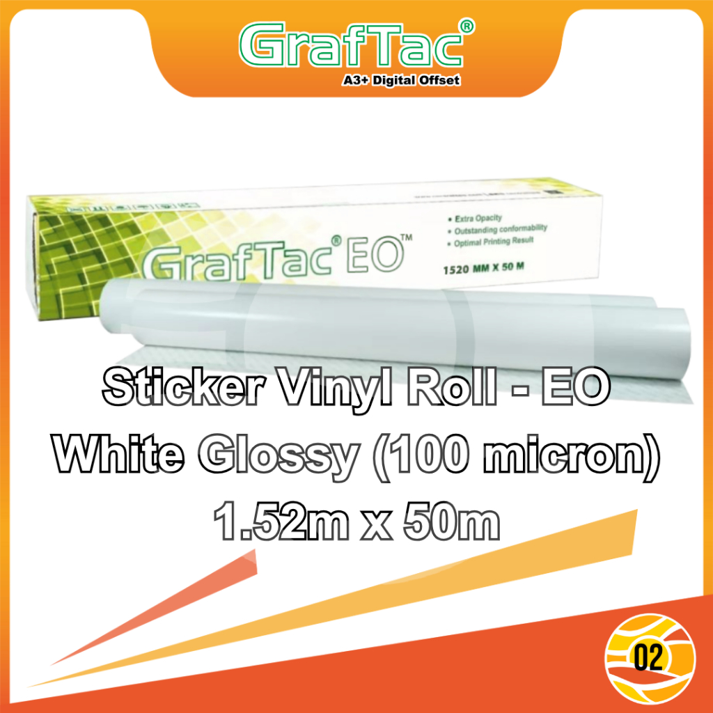 

GRAFTAC EO Sticker Roll Stiker Vinyl Digital Print Eco Solvent / UV Printing / Latex - Indoor/Outdoor Roll 1.07/1.27/1.52 m x 50 m