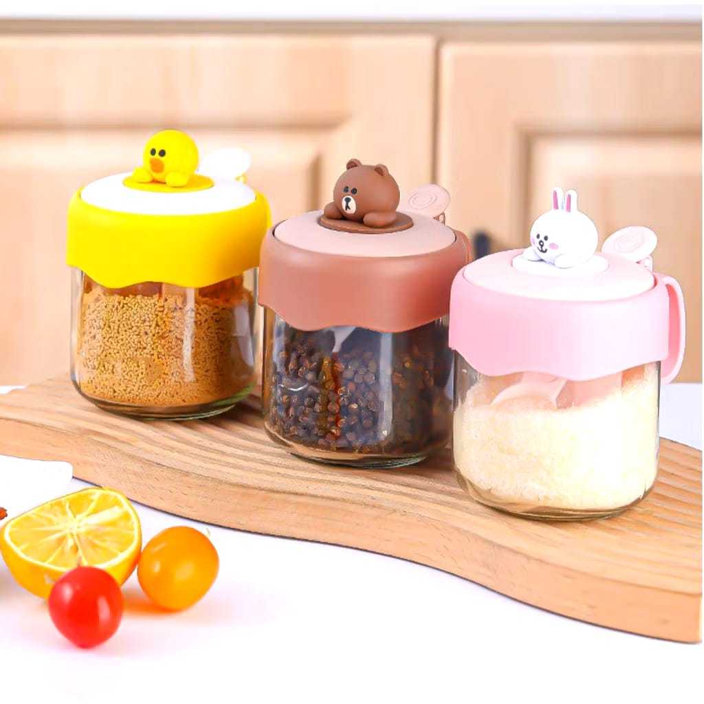 Stoples Bumbu / Botol Kaca Tempat Bumbu Karakter Lucu 180ml