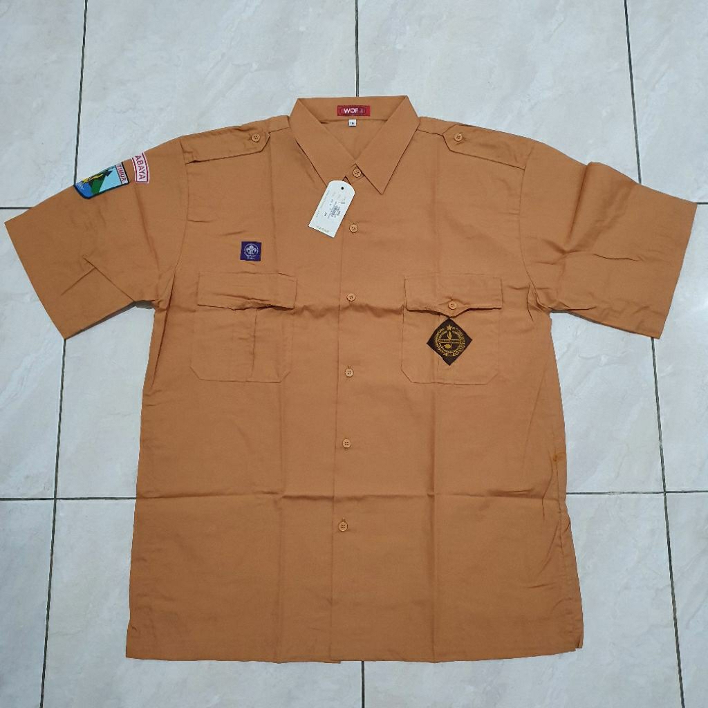 [NEW] Seragam Kemeja Pramuka Pria Badge Surabaya FREE Hasduk