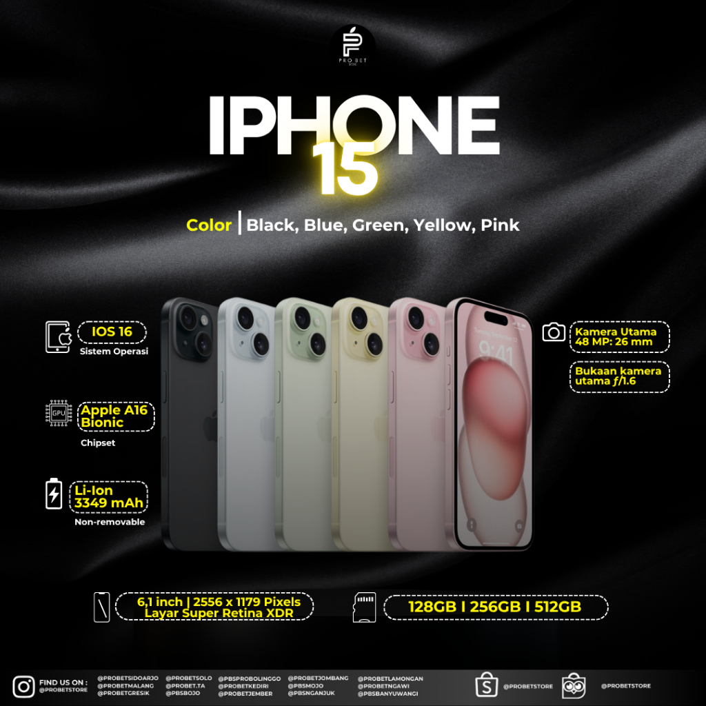 IPHONE SECOND 15 128GB/256GB FULLSET LIKE NEW