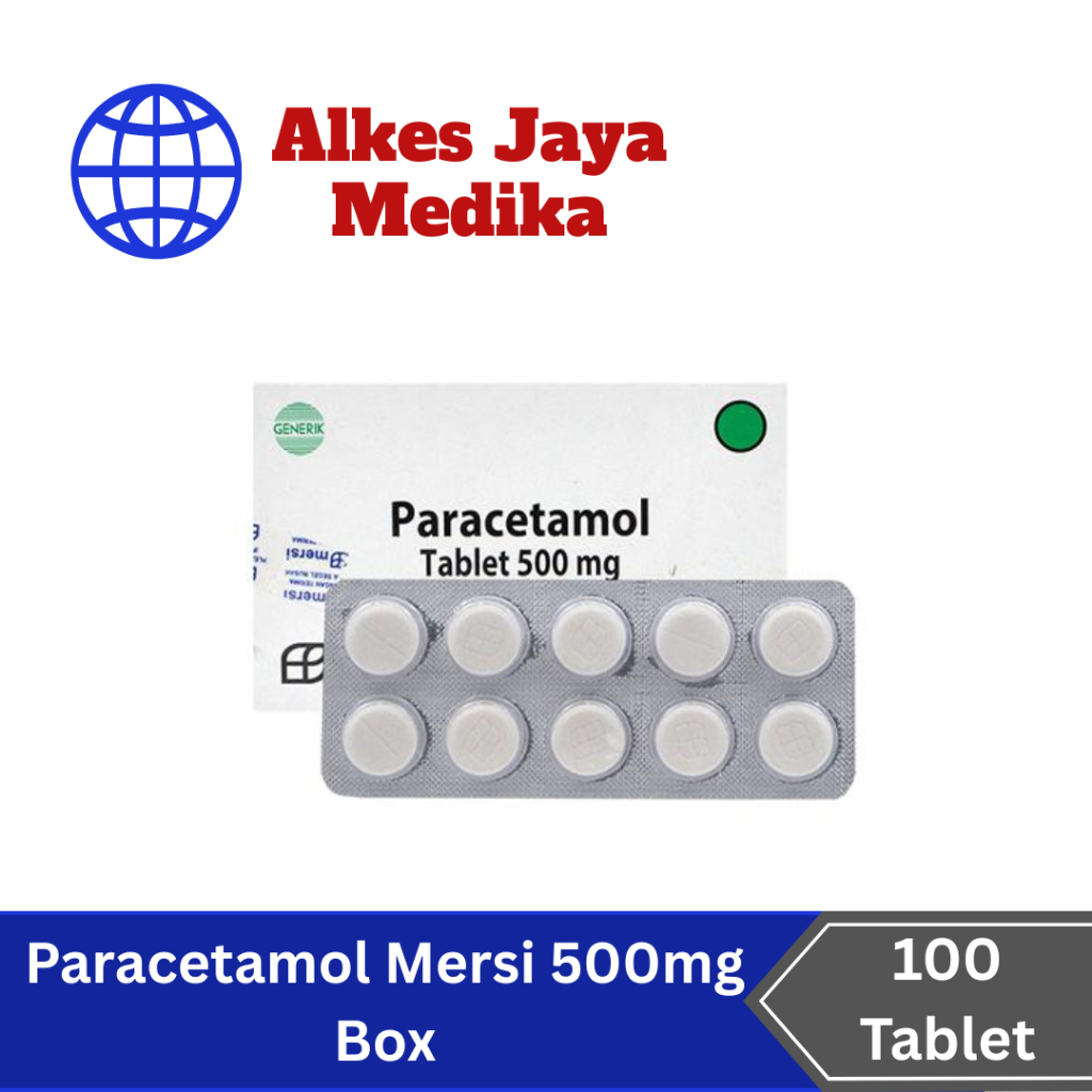 Paracetamol 500 mg Mersi Box Isi 100 Tablet - Obat Demam / Pusing