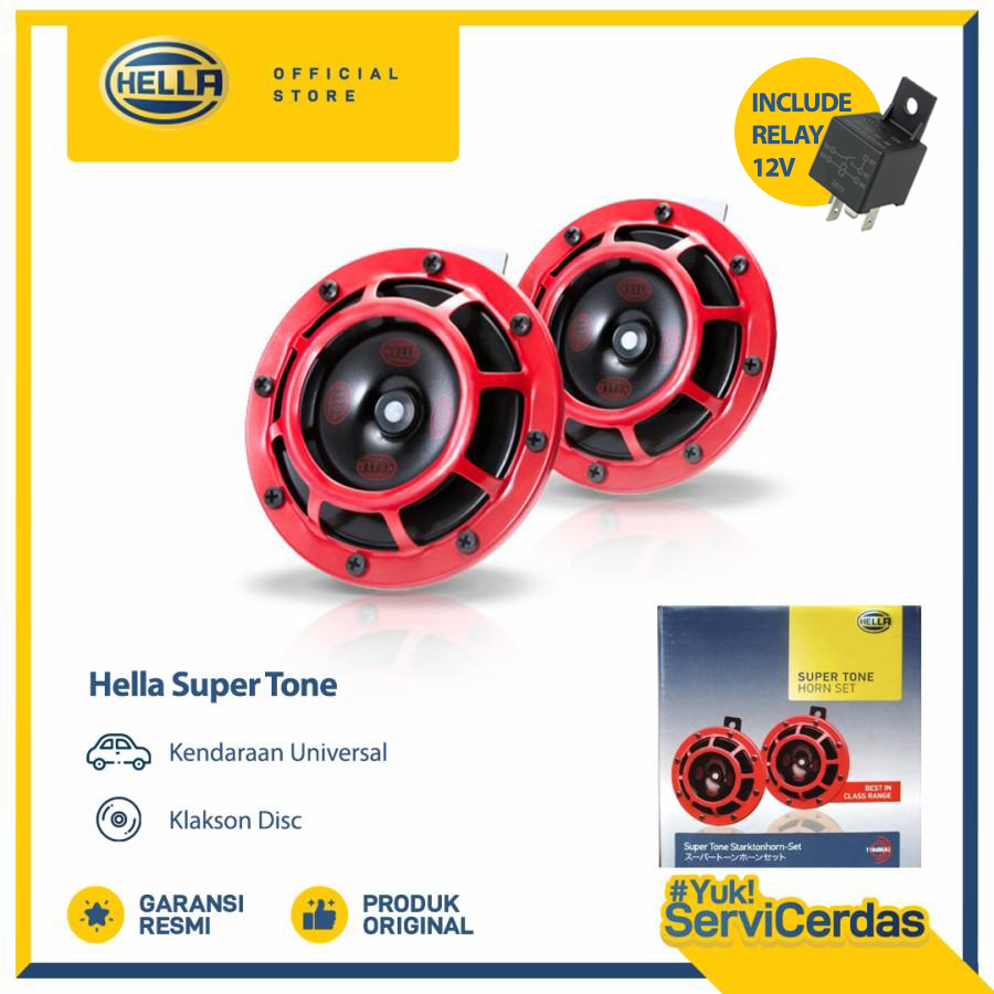 Klakson Mobil Disc Hella Super Tone 12V Include Relay - Klakson motor