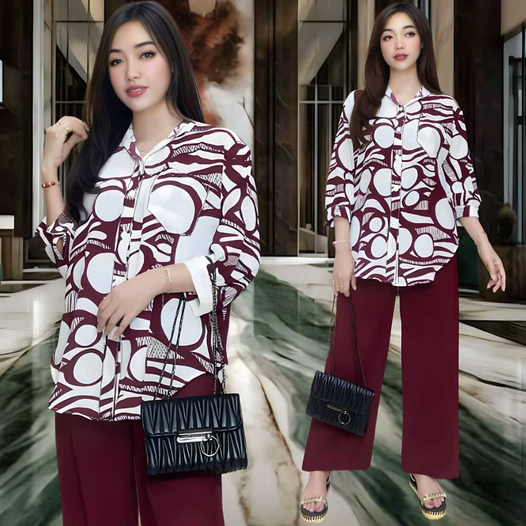 Onset Wanita Setelan Lebaran Secelana Ibuibu Viral Wanset Tunik Fashion Kondangan 2025 Secelan Ceewe